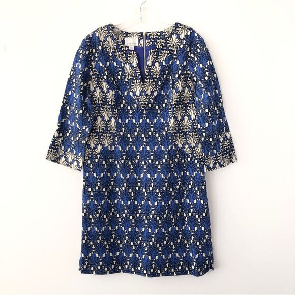 Donna Morgan Bohemian Vintage Look Midi Dress in Royal Blue Print - Picture 5 of 7